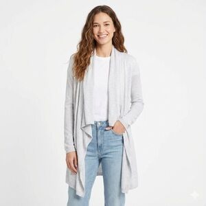 One Grey Day open cardigan lightweight viscose longline drape gray Large